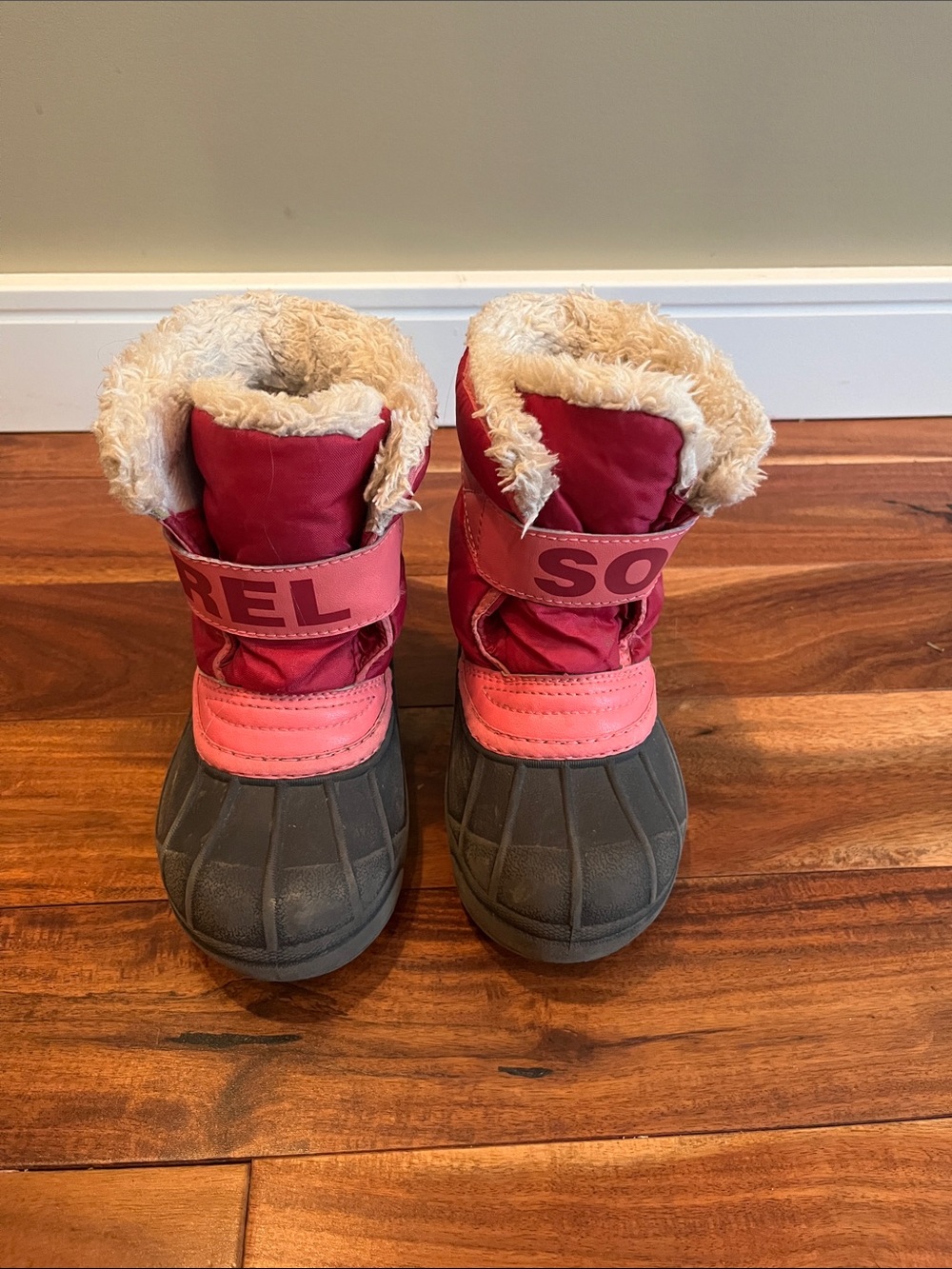 Sorel Kids' Red and Pink Waterproof Winter Boots with Faux Fur Collar